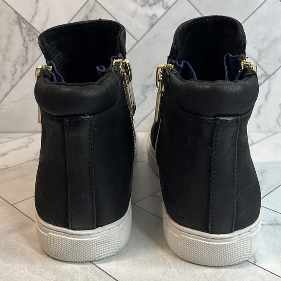 NWT Kenneth Cole New York Womens Kiera Black Zipper Slip On Leather Sneakers 6M - Picture 5 of 9